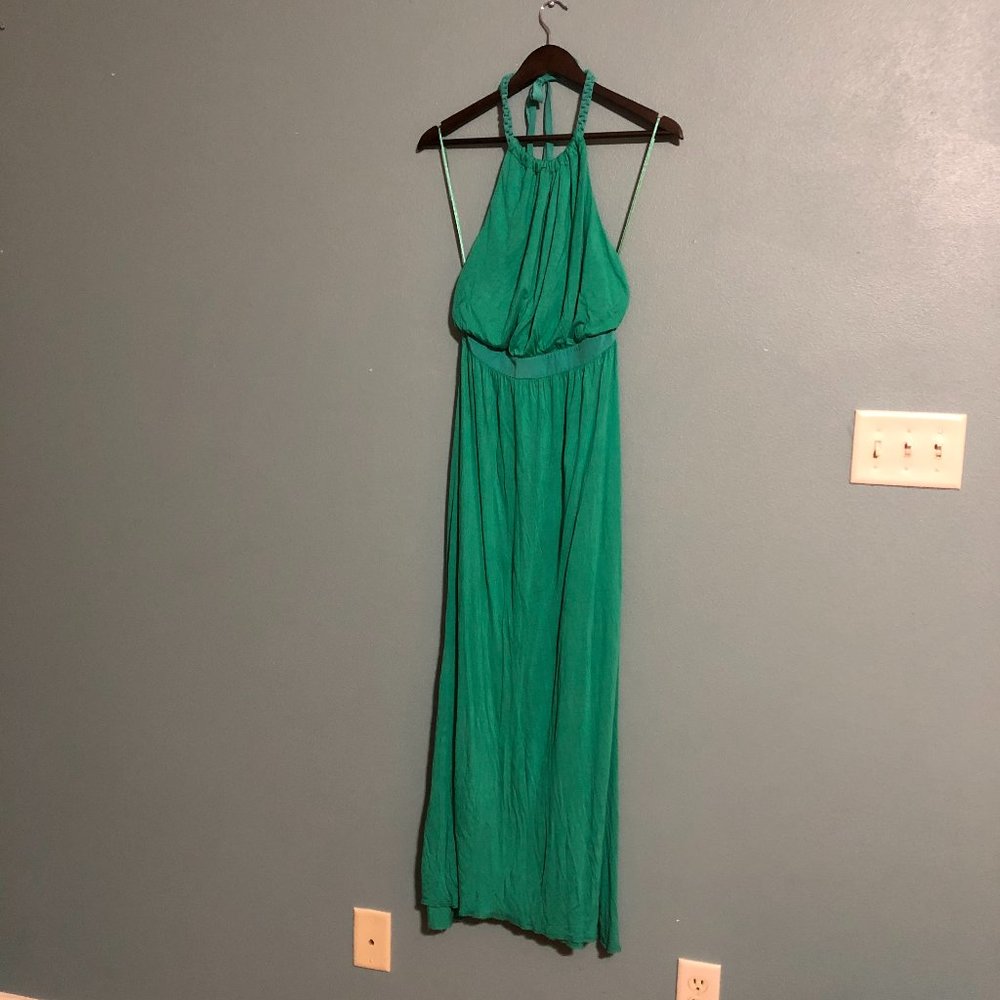 Tibi Green Silk Blend Halter Top Maxi Dress - Sz 0